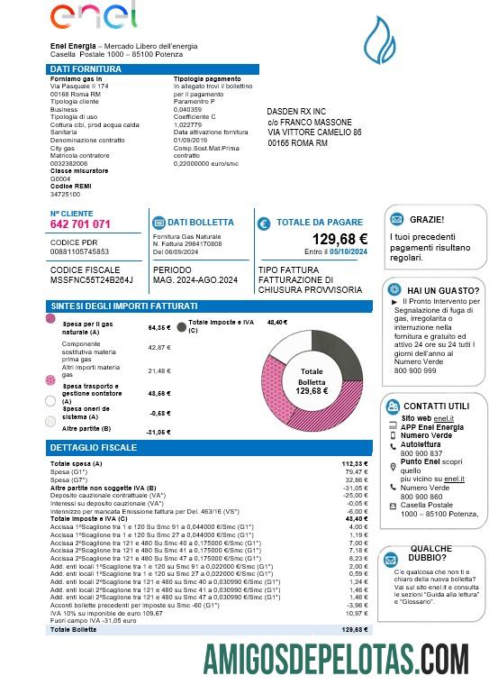 Para baixar modelo de fatura de serviços públicos da Enel Energia na Itália em formatos Word e PDF